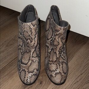 New Directions Snakeskin Ankle Boots - Brown and Black